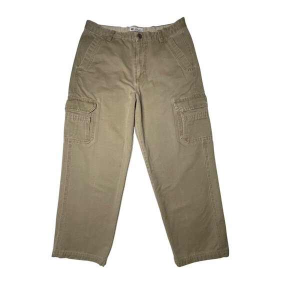 Columbia Men' Khaki Tan Cargo Pants Size 34 Relaxed Fit 100% Cotton Durable - Picture 1 of 15
